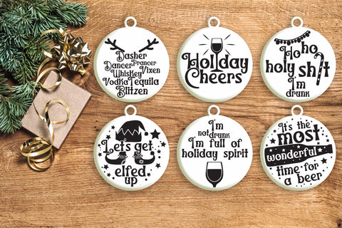 Drunk Christmas Ornament Svg Bundle. Round Christmas Ornaments Svg. Wine, Beer, Alcohol Svg. Funny Drinking Quotes Dxf Eps Png Pdf SVG Mint And Beer Creations 