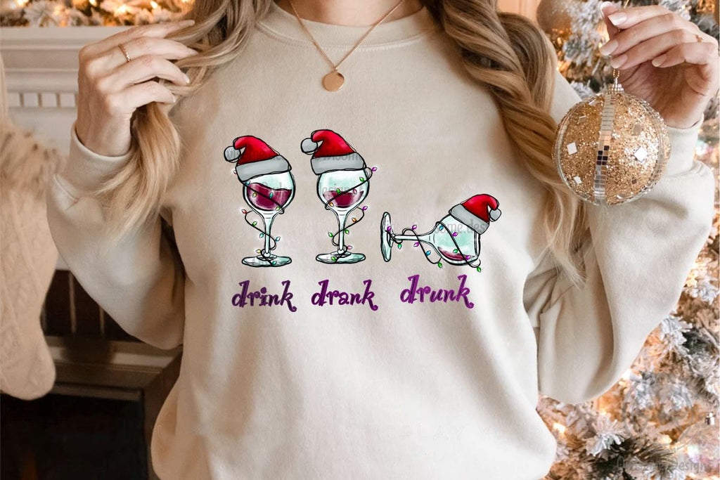 Drunk Funny Wine Christmas Sublimation - So Fontsy