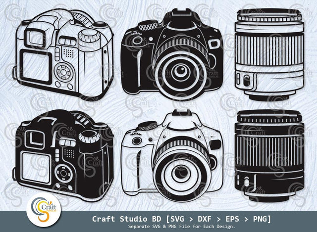 DSLR Camera Silhouette, DSLR Camera SVG, Digital Camera Svg, Camera Lens Svg, DSLR Camera Bundle SVG ETC Craft 