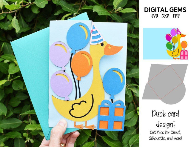 Duck Birthday / Christmas / Baby shower card & envelope SVG SVG Digital Gems 
