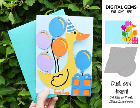 Duck Birthday / Christmas / Baby shower card & envelope SVG SVG Digital Gems 