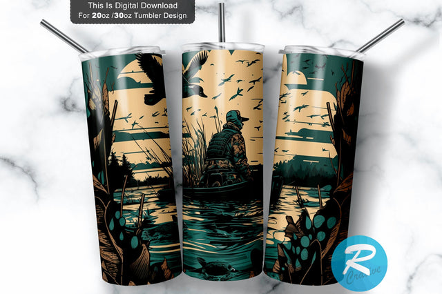 Duck hunting and fishing boat 20 oz / 30 oz Tumbler PNG Sublimation Regulrcrative 
