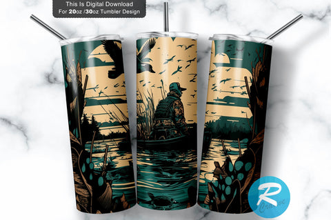 Duck hunting and fishing boat 20 oz / 30 oz Tumbler PNG Sublimation Regulrcrative 