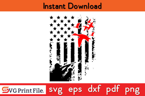 Duck Hunting USA Flag Hunting SVG PNG Cut Files SVG SVG Print File 