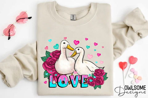 Duck Love Valentine PNG Sublimation Sublimation Owlsome.Designs 