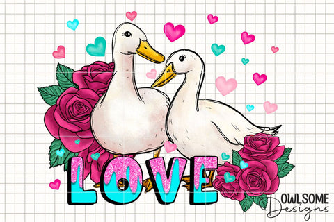 Duck Love Valentine PNG Sublimation Sublimation Owlsome.Designs 
