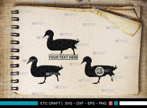 Duck Monogram, Duck Silhouette, Duck SVG, Flying Duck Svg, Hunting Svg, Animals Svg, SB00257 SVG ETC Craft 