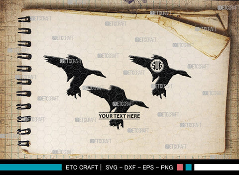 Duck Monogram, Duck Silhouette, Duck SVG, Flying Duck Svg, Hunting Svg, Animals Svg, SB00257 SVG ETC Craft 