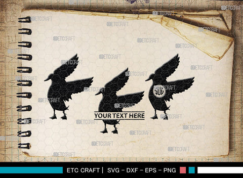 Duck Monogram, Duck Silhouette, Duck SVG, Flying Duck Svg, Hunting Svg, Animals Svg, SB00257 SVG ETC Craft 