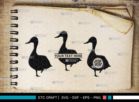 Duck Monogram, Duck Silhouette, Duck SVG, Flying Duck Svg, Hunting Svg, Animals Svg, SB00257 SVG ETC Craft 