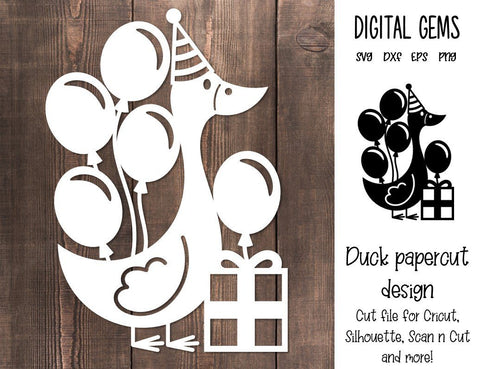 Duck paper cut design. SVG Digital Gems 