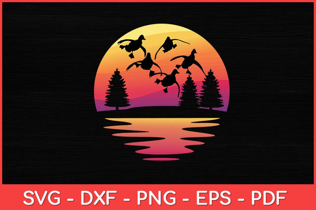 Duck Whisperer Fall Hunter Retro Sun Duck's Autumn Sky Svg Design SVG artprintfile 