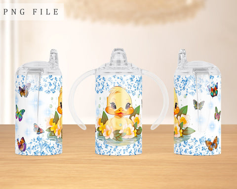 Duckling Sippy Cup Wrap, 12oz Sippy Cup Sublimation Design, Little Duck Sippy Cup PNG, Cute Duck Sippy Cup Wrap Sublimation HappyDesignStudio 
