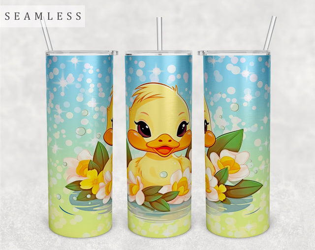 Duckling Tumbler Wrap, 20 Oz Skinny Tumbler Sublimation Design, Seamless Little Duck Tumbler PNG Sublimation HappyDesignStudio 