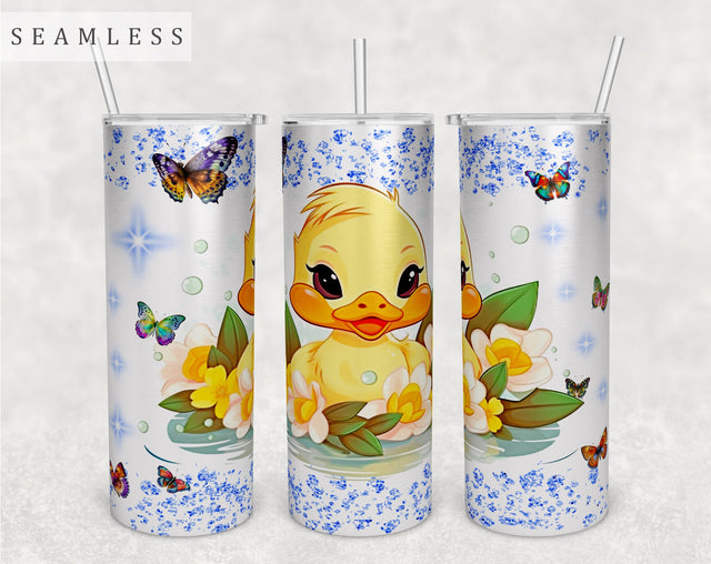 Duckling Tumbler Wrap, 20oz Skinny Tumbler Sublimation Design, Cute Duckling Tumbler PNG Sublimation HappyDesignStudio 
