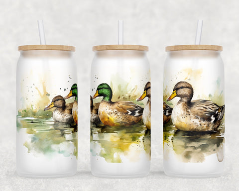 Ducks Libbey Glass Can Wraps, 16oz Glass Can Sublimation Designs, Duck Hunting Glass Can PNG Files Sublimation HappyDesignStudio 