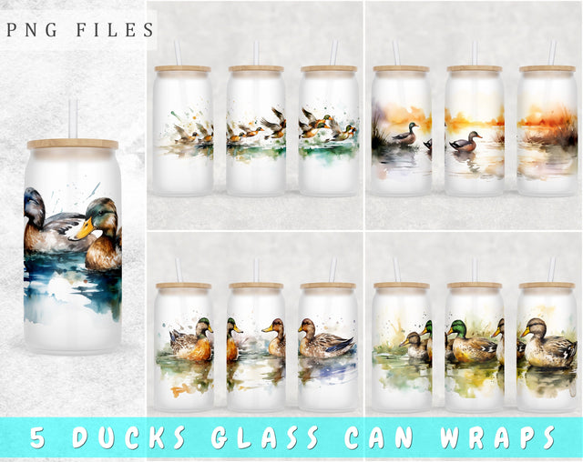 Ducks Libbey Glass Can Wraps, 16oz Glass Can Sublimation Designs, Duck Hunting Glass Can PNG Files Sublimation HappyDesignStudio 