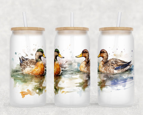Ducks Libbey Glass Can Wraps, 16oz Glass Can Sublimation Designs, Duck Hunting Glass Can PNG Files Sublimation HappyDesignStudio 