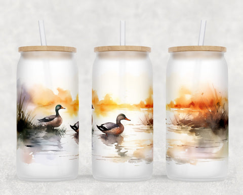Ducks Libbey Glass Can Wraps, 16oz Glass Can Sublimation Designs, Duck Hunting Glass Can PNG Files Sublimation HappyDesignStudio 