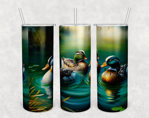 Ducks Tumbler Wraps Bundle, 20 Oz Skinny Tumbler Duck Sublimation Designs, Duck Hunting PNG, 5 Designs Sublimation HappyDesignStudio 