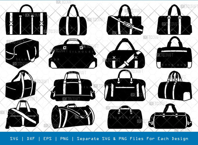 Duffel Bag Silhouette, Duffel Bag SVG, Bag Svg, Travel Bag Svg, Vacation Bag Svg, Duffel Bag Bundle, SB00848 SVG ETC Craft 