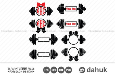 Dumbbell Monogram SVG, Dumbbell Logo, Monogram, Gym Logo svg, silhouette, clipart, cuttable design, svg, png, dxf & eps designs SVG dahukdesign 