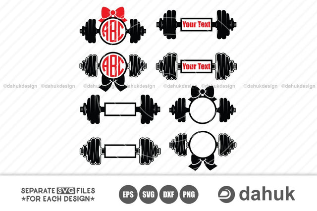 Dumbbell Monogram SVG, Dumbbell Logo, Monogram, Gym Logo svg, silhouette, clipart, cuttable design, svg, png, dxf & eps designs SVG dahukdesign 