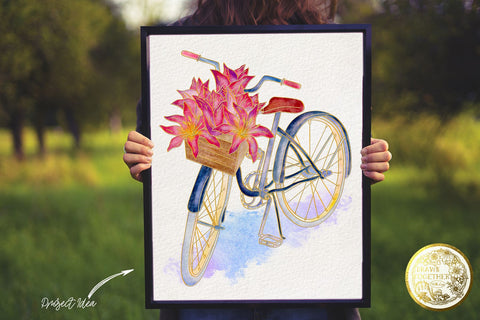 Dutch Bike with lilies in basket - Single line for Foil Quill | Digi Stamp | illustrations - Bundle Sketch DESIGN DrawnTogether with love 