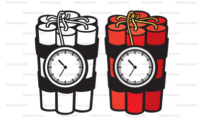Dynamite sticks with clock timer SVG TribaliumArtSF 