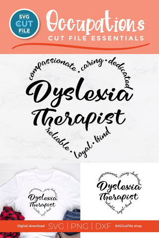 Dyslexia Therapist svg, dyslexia svg, dyslexic svg, therapy, heart word, word art, awareness, occupation, CET CDT LDT, licensed, svg dxf png SVG SVG Cut File 