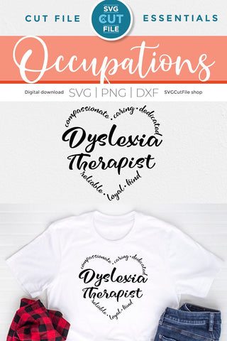 Dyslexia Therapist svg, dyslexia svg, dyslexic svg, therapy, heart word, word art, awareness, occupation, CET CDT LDT, licensed, svg dxf png SVG SVG Cut File 