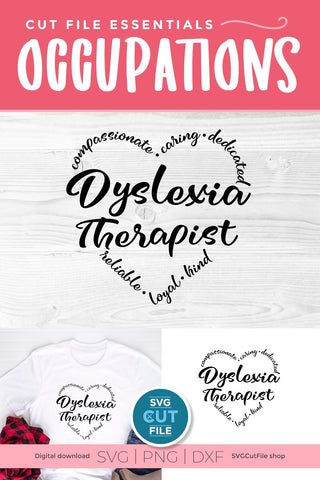 Dyslexia Therapist svg, dyslexia svg, dyslexic svg, therapy, heart word, word art, awareness, occupation, CET CDT LDT, licensed, svg dxf png SVG SVG Cut File 