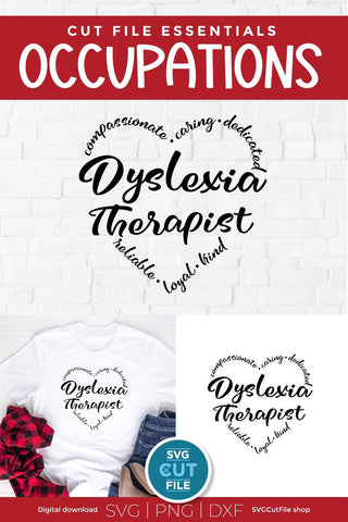 Dyslexia Therapist svg, dyslexia svg, dyslexic svg, therapy, heart word, word art, awareness, occupation, CET CDT LDT, licensed, svg dxf png SVG SVG Cut File 