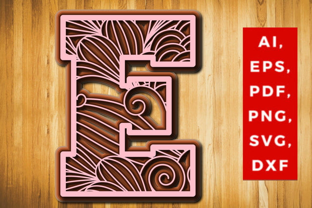 E Layered Floral Alphabet SVG cut file, laser cut alphabet, mandala alphabet, 5 layer SVG MD JOYNAL ABDIN 