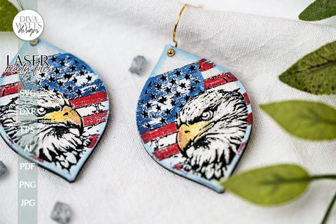 Eagle 4th Of July Earrings SVG Glowforge Earrings With Eagle Earrings Eagle SVG for Glowforge Laser Patriotic Earrings SVG For Laser SVG Diva Watts Designs 