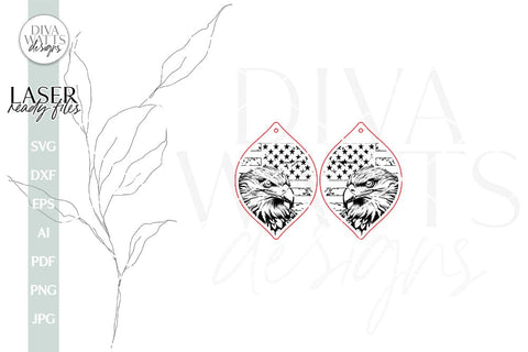 Eagle 4th Of July Earrings SVG Glowforge Earrings With Eagle Earrings Eagle SVG for Glowforge Laser Patriotic Earrings SVG For Laser SVG Diva Watts Designs 
