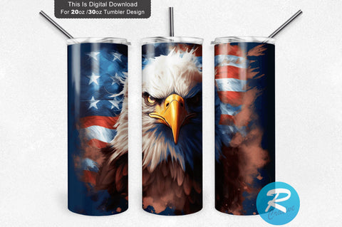 Eagle American Flag 20 oz / 30 oz Skinny Tumbler Sublimation Regulrcrative 