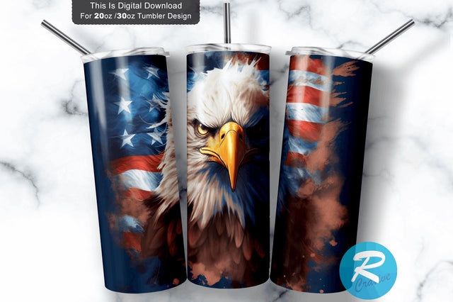 Eagle American Flag 20 oz / 30 oz Skinny Tumbler Sublimation Regulrcrative 
