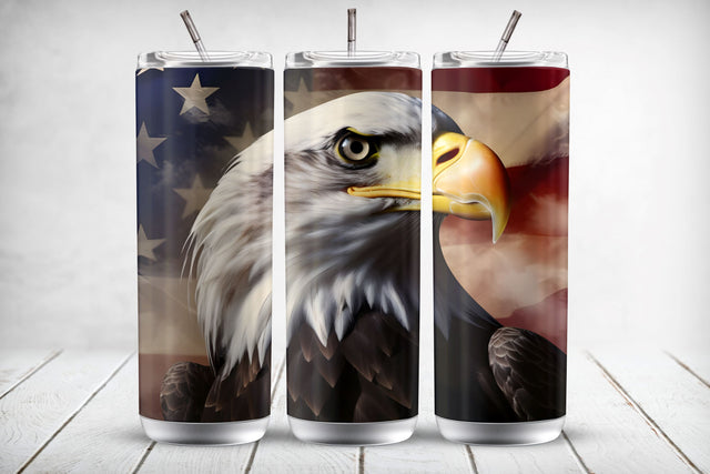Eagle American Flag 20 oz Skinny Tumbler Sublimation Design Sublimation MockupSvgVenue 