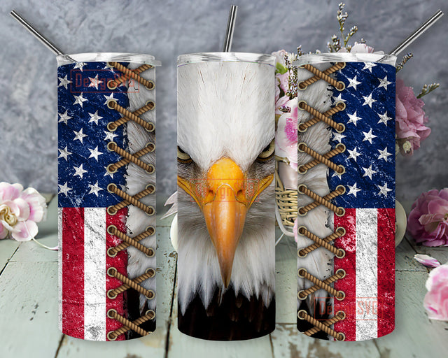 Eagle American Flag 20oz Full Tumbler Wrap, Eagle Tumbler Png, American Flag Design Png, Patriotic Skinny Tumbler, 4th Of July Design for Straight, Instant Download Sublimation DesignSVG 