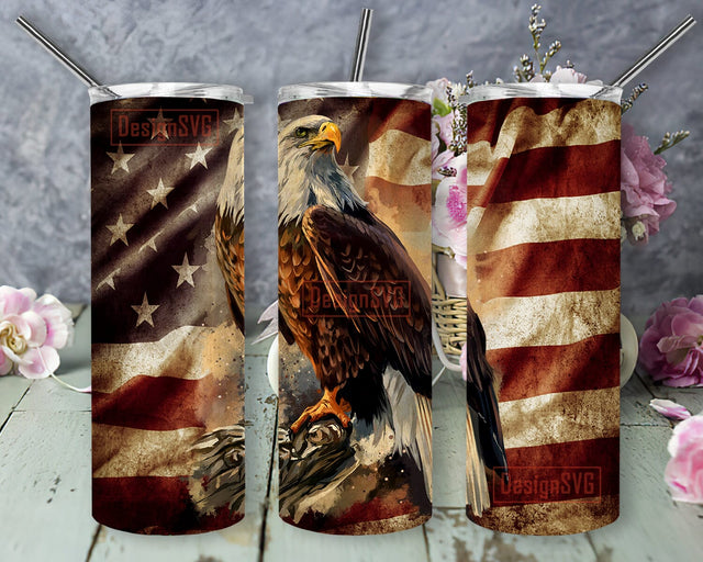Eagle American Flag 20oz Skinny Tumbler Png, American Flag Tumbler, USA Flag And Eagle Png, Patriotic Tumbler, Eagle Tumbler, Digital Download Sublimation DesignSVG 