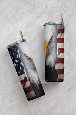 Eagle American Flag Wood 20oz Skinny Tumbler Sublimation Designs for Straight/Tapered Tumbler Design - PNG Digital download Sublimation CaldwellArt 