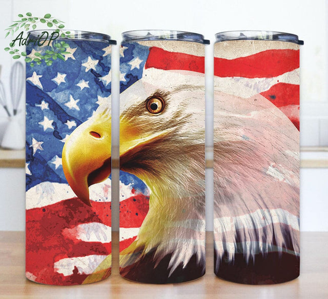 Eagle Design Tumbler, Eagle 20oz Skinny Tumbler, American Flag Tumbler Wrap, Patriotic Eagle Tumbler Png, Eagle Sublimation Design, Instant Download Sublimation AdriOP 