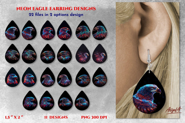 Eagle head earring sublimation bundle. Teardrop earring png Sublimation Angelina Semenova 