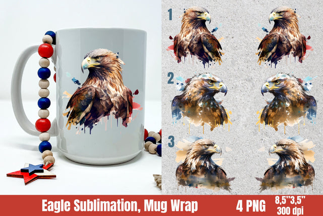 Eagle Mug Wrap bundle, Patriotic Sublimation, Mug Wrap PNG Sublimation Helga Art 