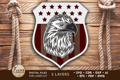 Eagle - Multilayer Laser Cut Files for 4th of July, Mandala, 3D Designs SVG LaserCutano 