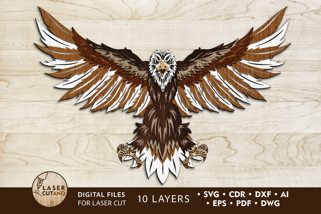 Eagle - Multilayer Laser Cut Files, Mandala, 4th Of July SVGs, 3D Designs SVG LaserCutano 