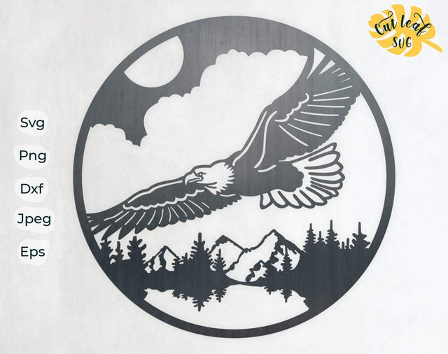 Eagle svg, Mountain svg, dxf files for plasma, cnc files for wood, eagles svg, adventure svg, camping svg, mountains svg, laser cut fileм SVG CutLeafSvg 