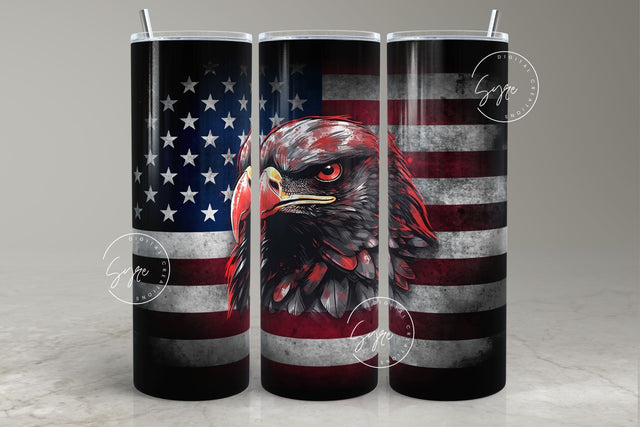 Eagle Tumbler, American flag USA, 4th July, 20oz Skinny Tumbler Seamless Sublimation, Patriotic Tumbler Wrap, Gift for Dad Father Sublimation Syre Digital Creations 
