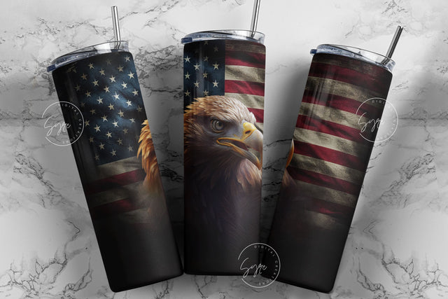 Eagle Tumbler, American flag USA, 4th July, 20oz Skinny Tumbler Seamless Sublimation, Patriotic Tumbler Wrap, Gift for Dad Father Sublimation Syre Digital Creations 